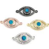 Abalone Open Evil Eye CZ Pave Connector, Gunmetal | Bellaire Wholesale