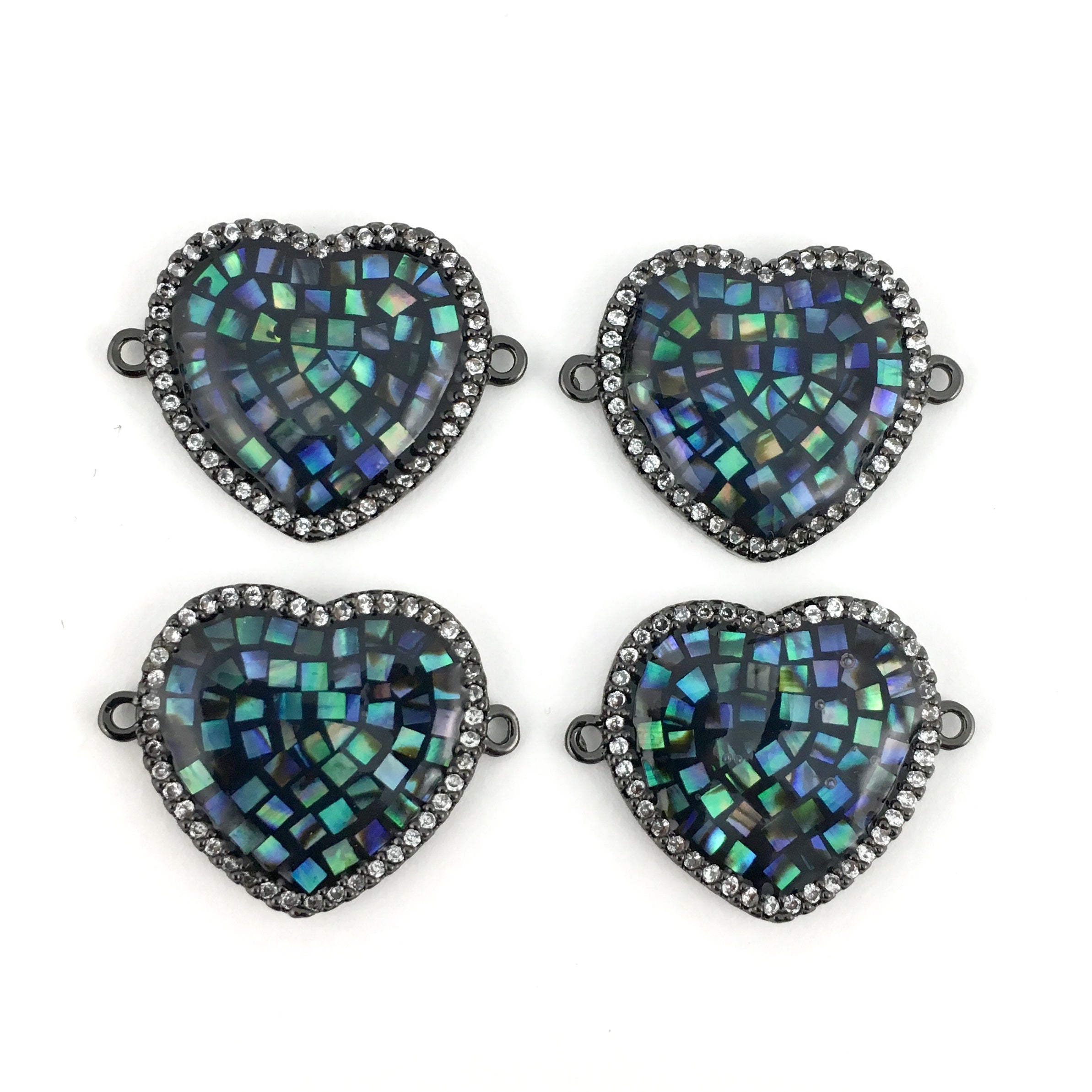 Heart Shape CZ Pave Connector, Gunmetal | Bellaire Wholesale