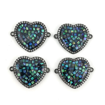 Heart Shape CZ Pave Connector, Gunmetal | Bellaire Wholesale