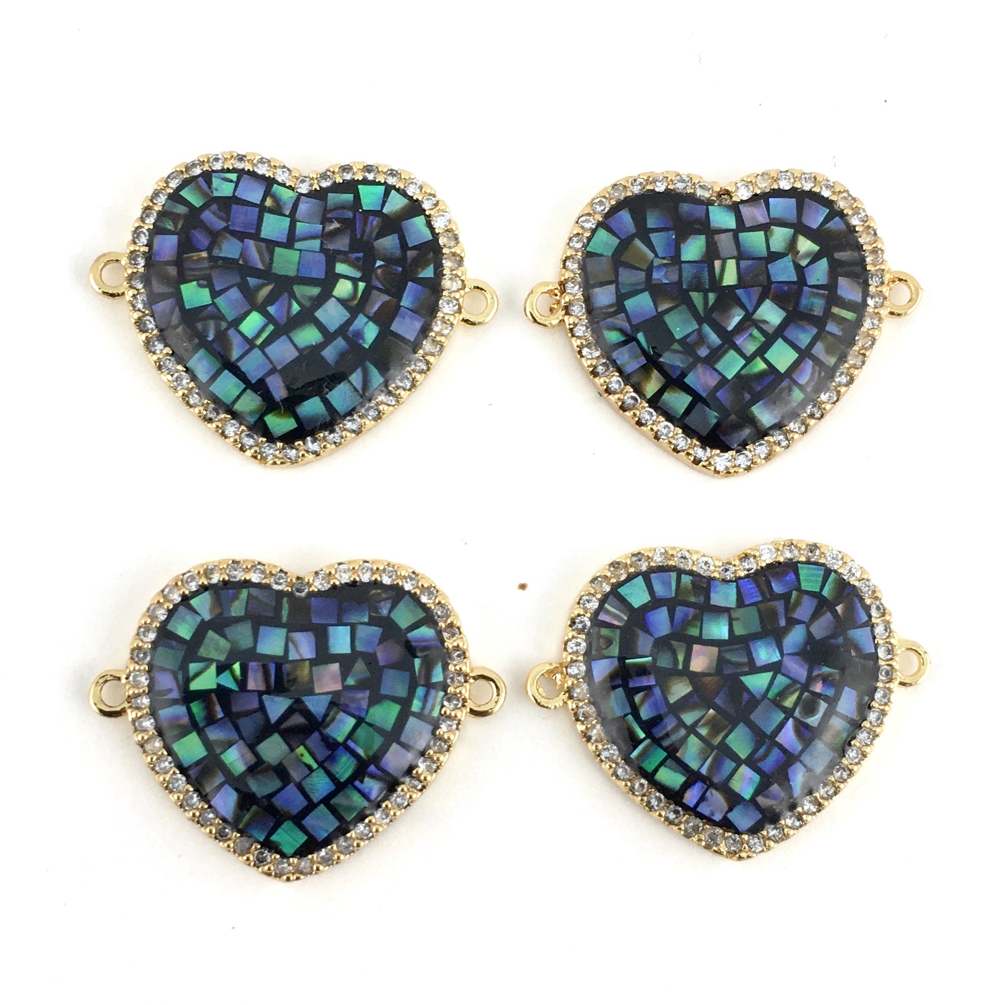 Heart Shape Gold CZ Pave Connector | Bellaire Wholesale