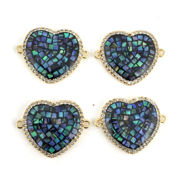 Heart Shape Gold CZ Pave Connector | Bellaire Wholesale