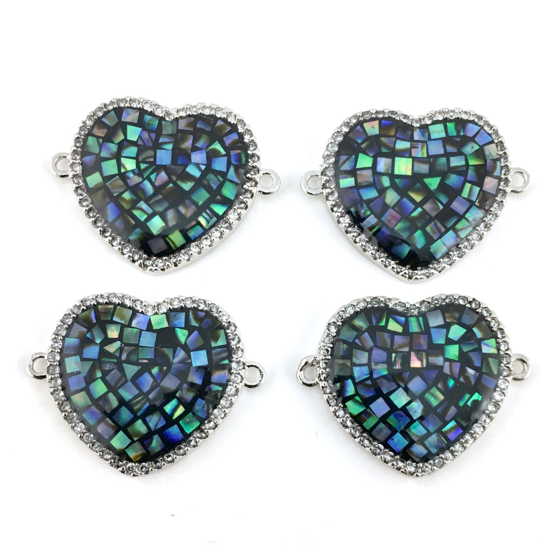 Heart Shape CZ Pave Connector, Silver | Bellaire Wholesale
