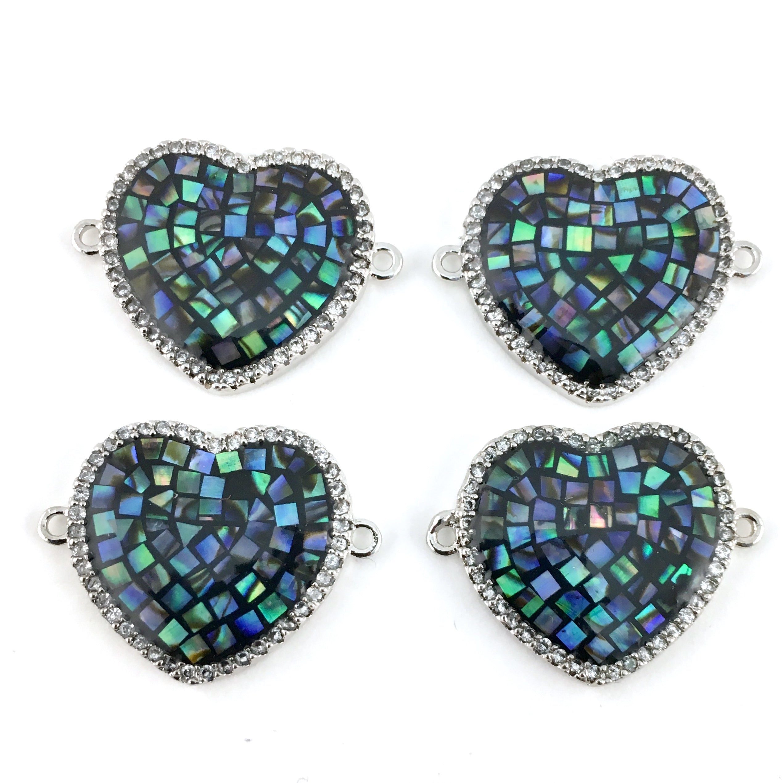 Heart Shape CZ Pave Connector, Silver | Bellaire Wholesale