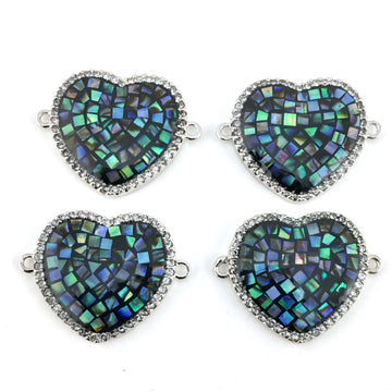 Heart Shape CZ Pave Connector, Silver | Bellaire Wholesale