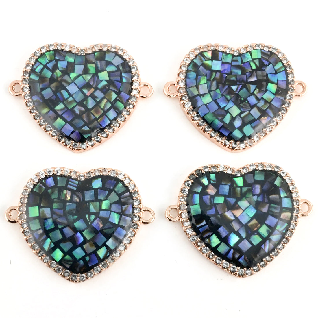 Heart Shape CZ Pave Connector, Rose Gold | Bellaire Wholesale