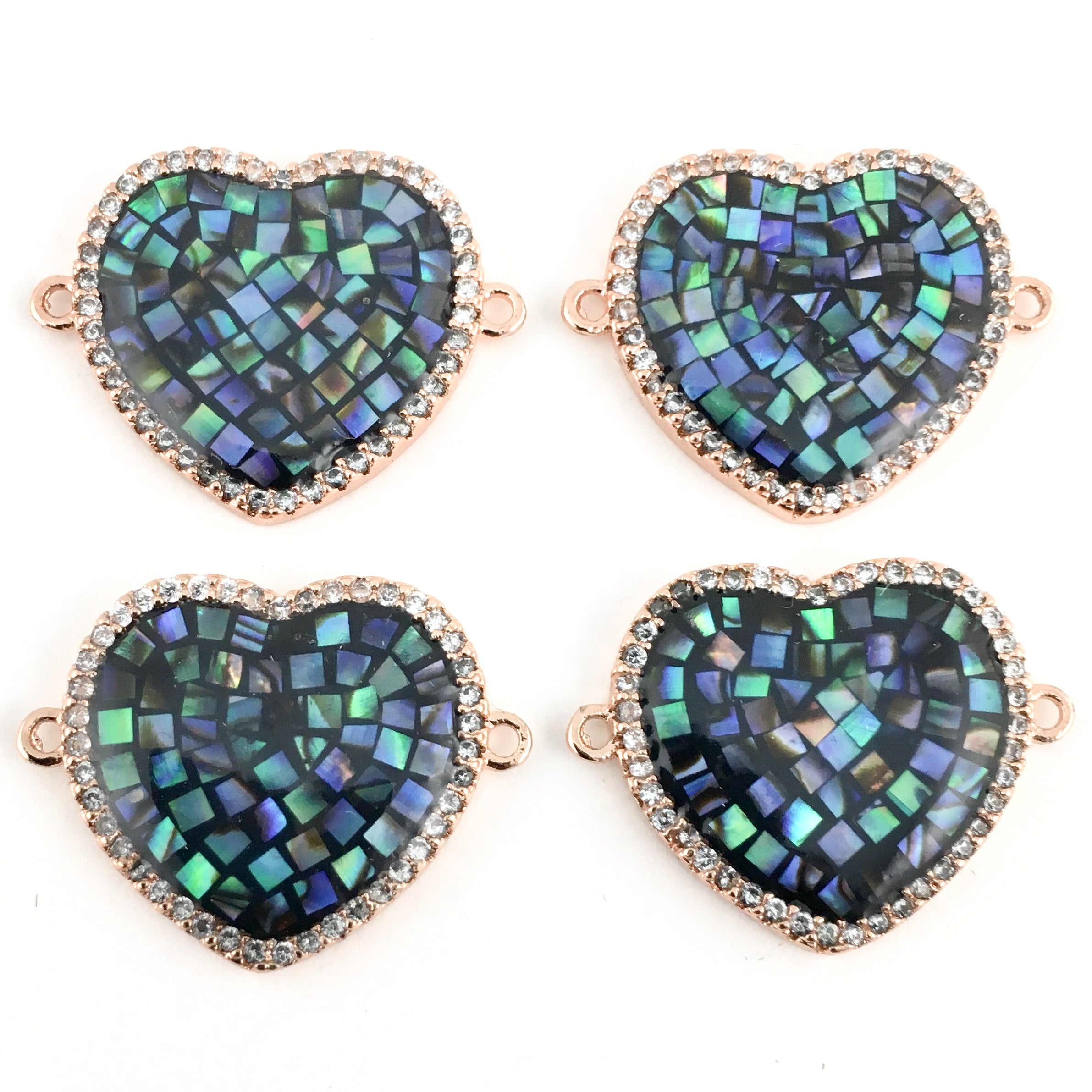 Heart Shape CZ Pave Connector, Rose Gold | Bellaire Wholesale