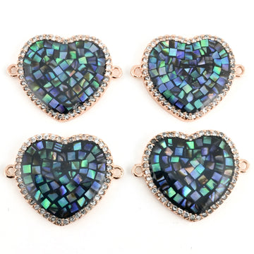 Heart Shape CZ Pave Connector, Rose Gold | Bellaire Wholesale