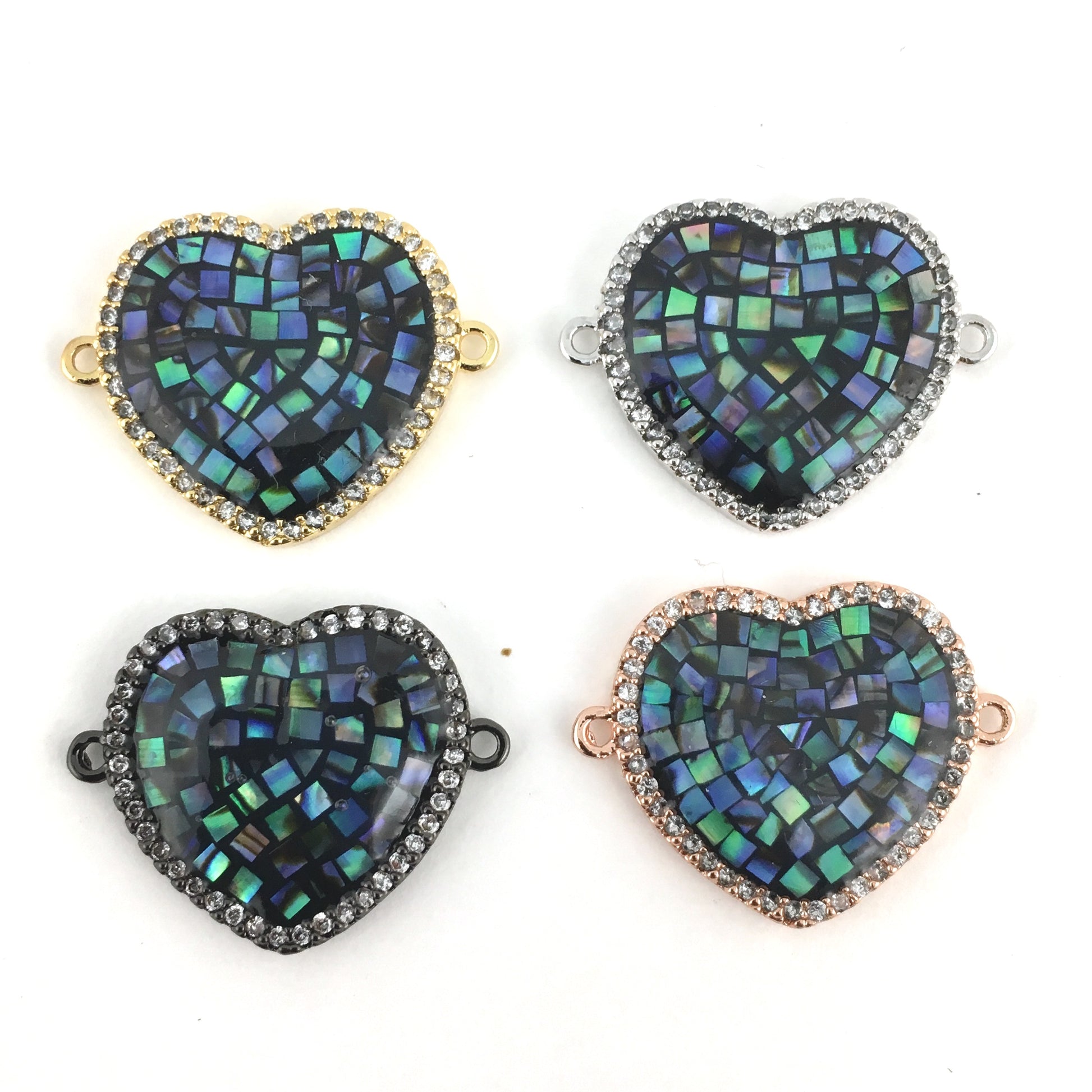 Heart Shape CZ Pave Connector, Silver | Bellaire Wholesale