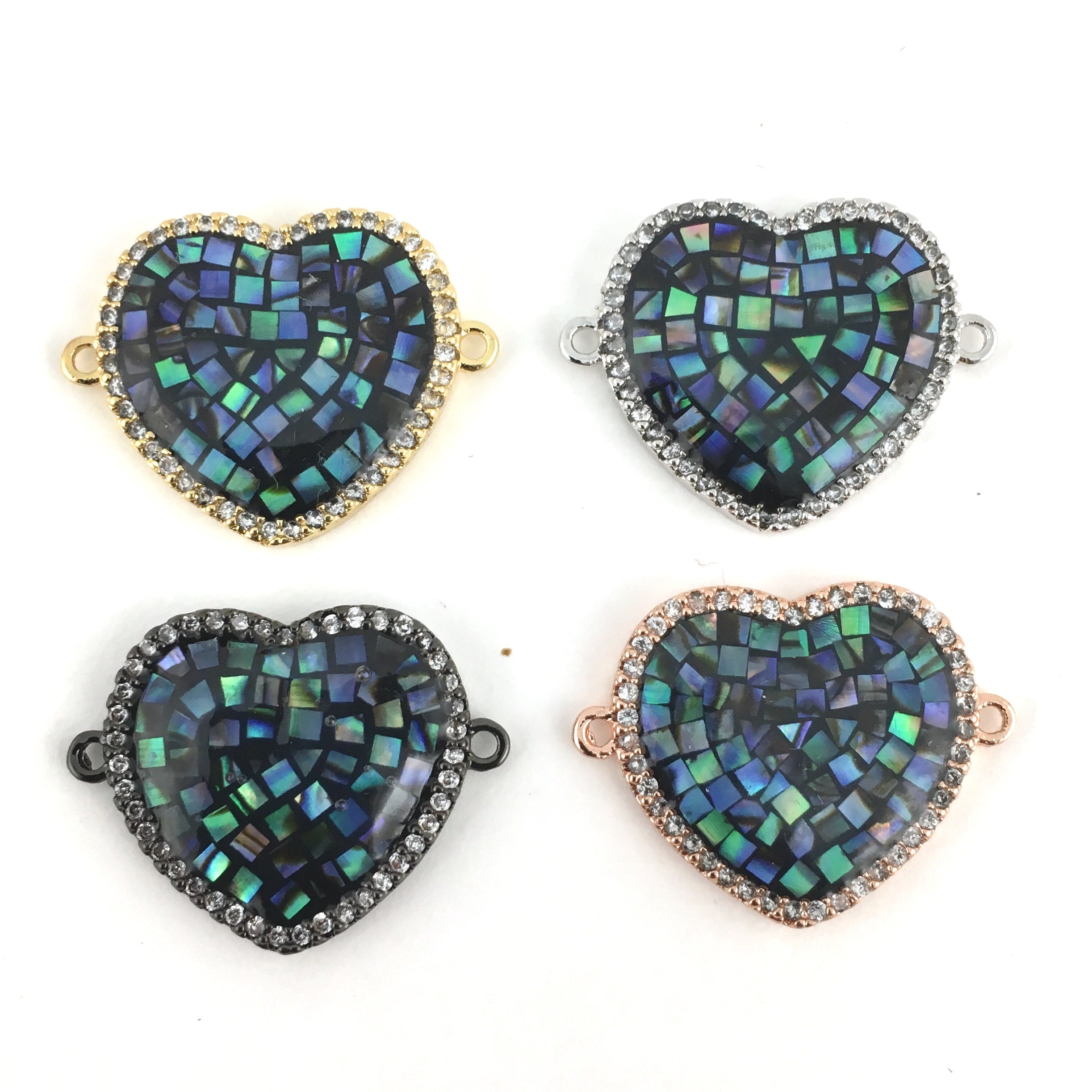 Heart Shape CZ Pave Connector, Rose Gold | Bellaire Wholesale