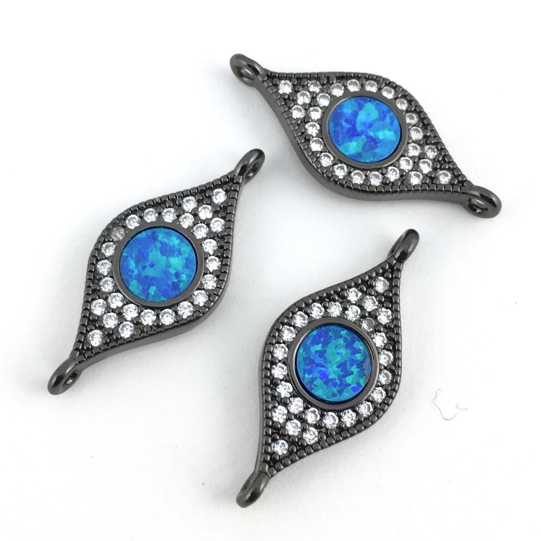 Abalone Evil Eye CZ Pave Connector, Gunmetal | Bellaire Wholesale