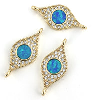 Abalone Evil Eye CZ Pave Connector, Gold | Bellaire Wholesale