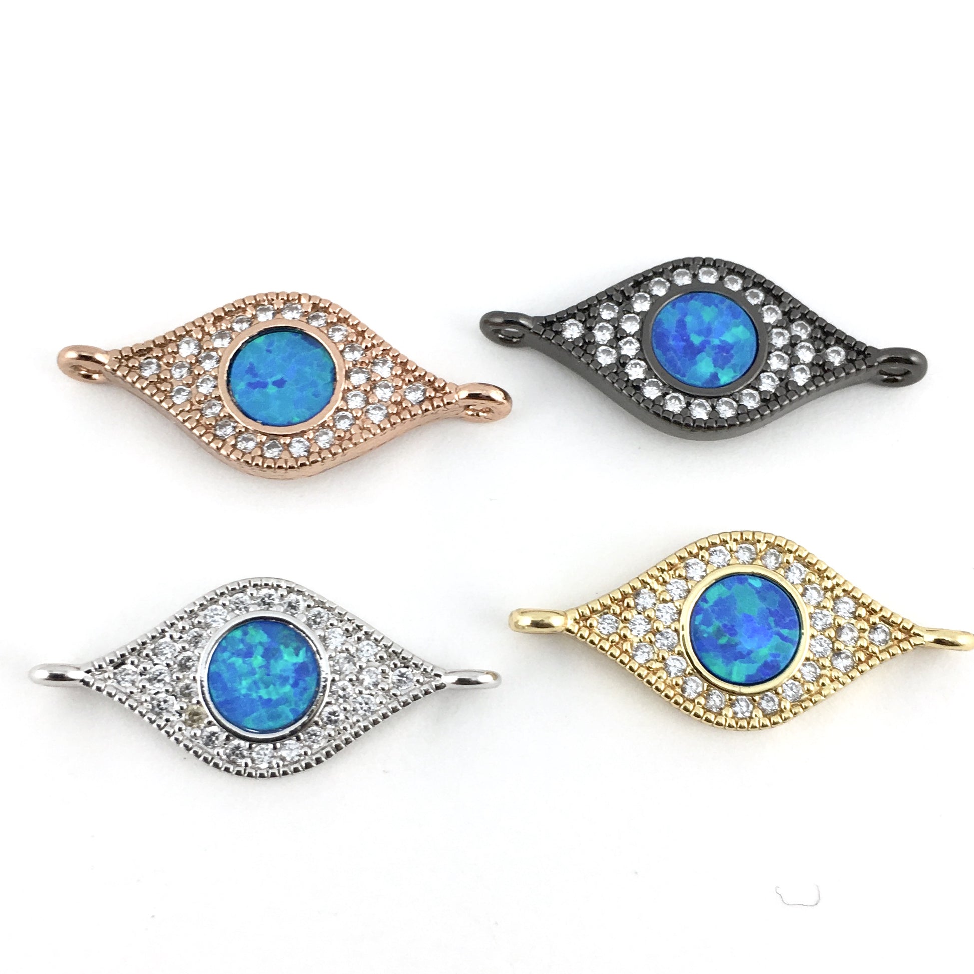 Abalone Evil Eye CZ Pave Connector, Gunmetal | Bellaire Wholesale