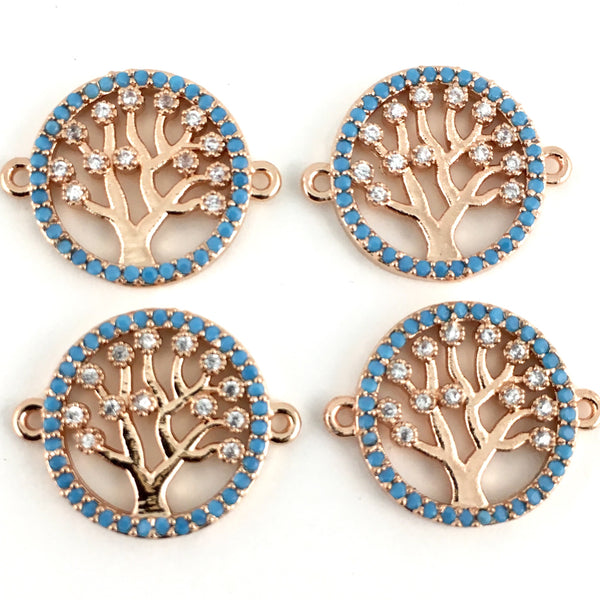 Blue Stones Tree of Life CZ Pave Connector | Bellaire Wholesale