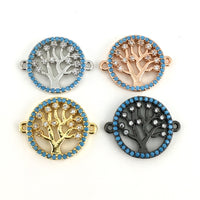 Blue Stones Tree of Life CZ Pave Connector, Gold | Bellaire Wholesale