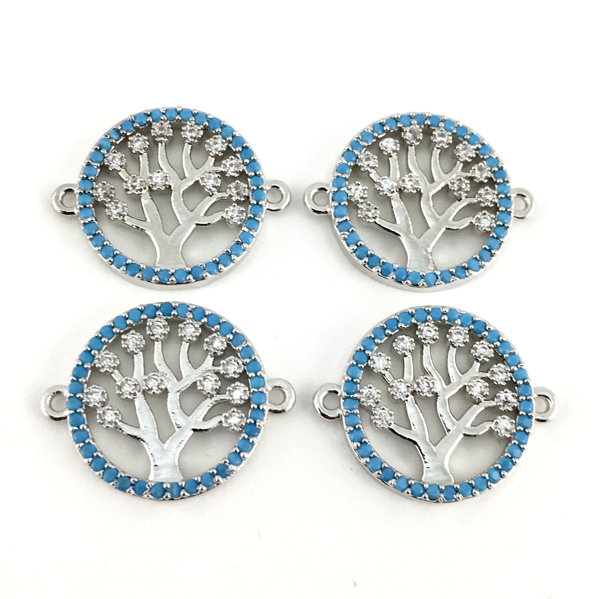 Blue Stones Tree of Life CZ Pave Connector | Bellaire Wholesale