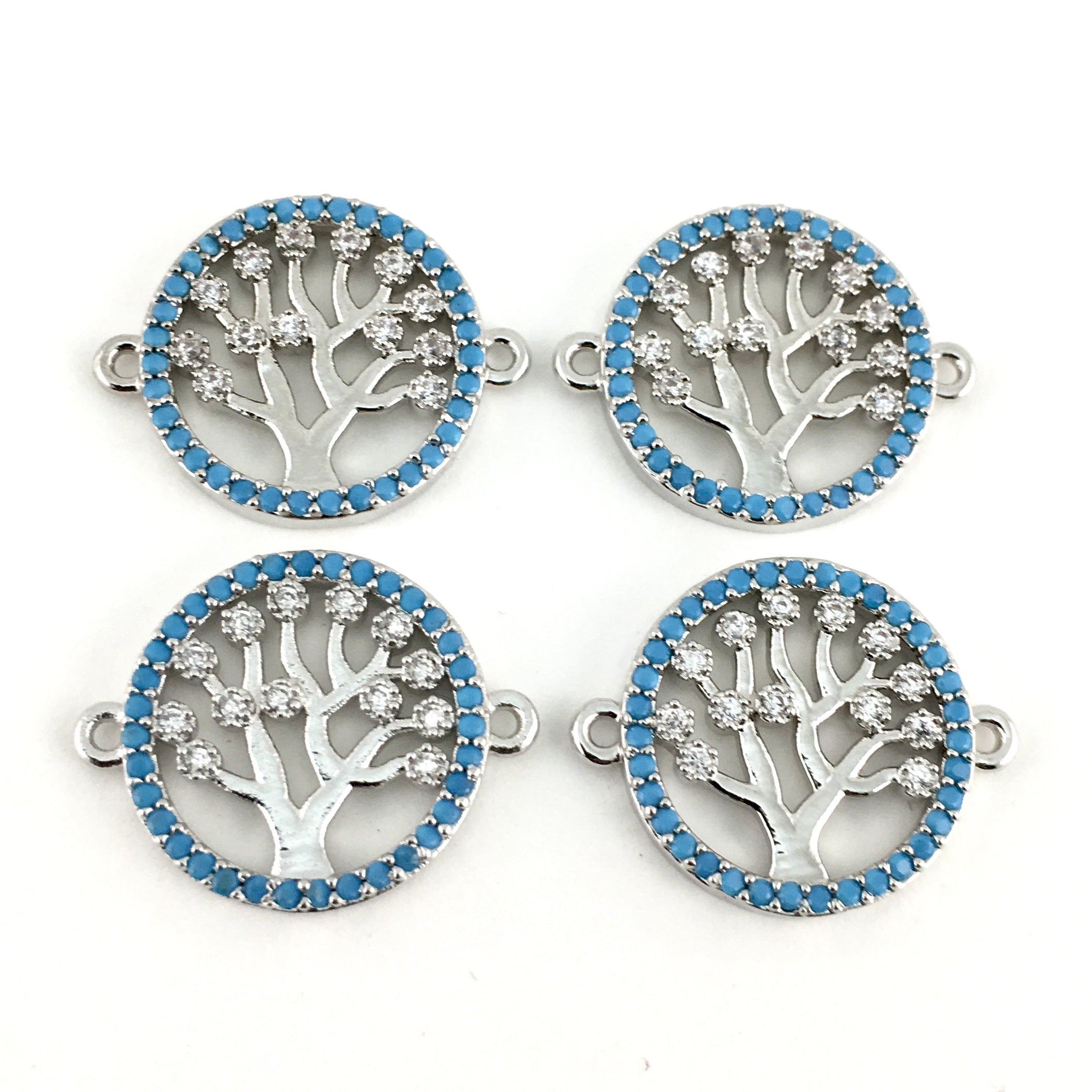Blue Stones Tree of Life CZ Pave Connector | Bellaire Wholesale