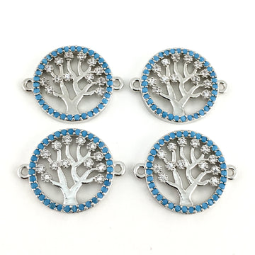 Blue Stones Tree of Life CZ Pave Connector | Bellaire Wholesale