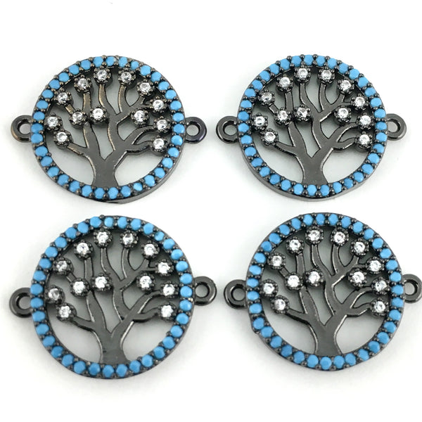 Blue Stones Tree of Life CZ Pave Connector | Bellaire Wholesale