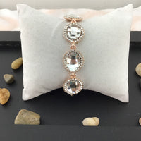 Crystal Almond Shape Rose Gold Crystal Bracelet