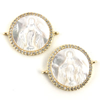 Mother Mary CZ Pave Connector, Gold | Bellaire Wholesale