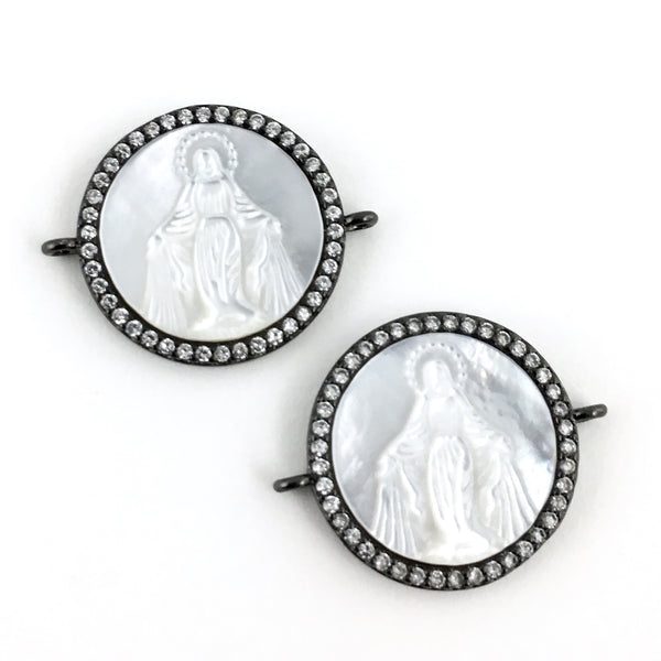 Mother Mary CZ Pave Connector, Gunmetal | Bellaire Wholesale