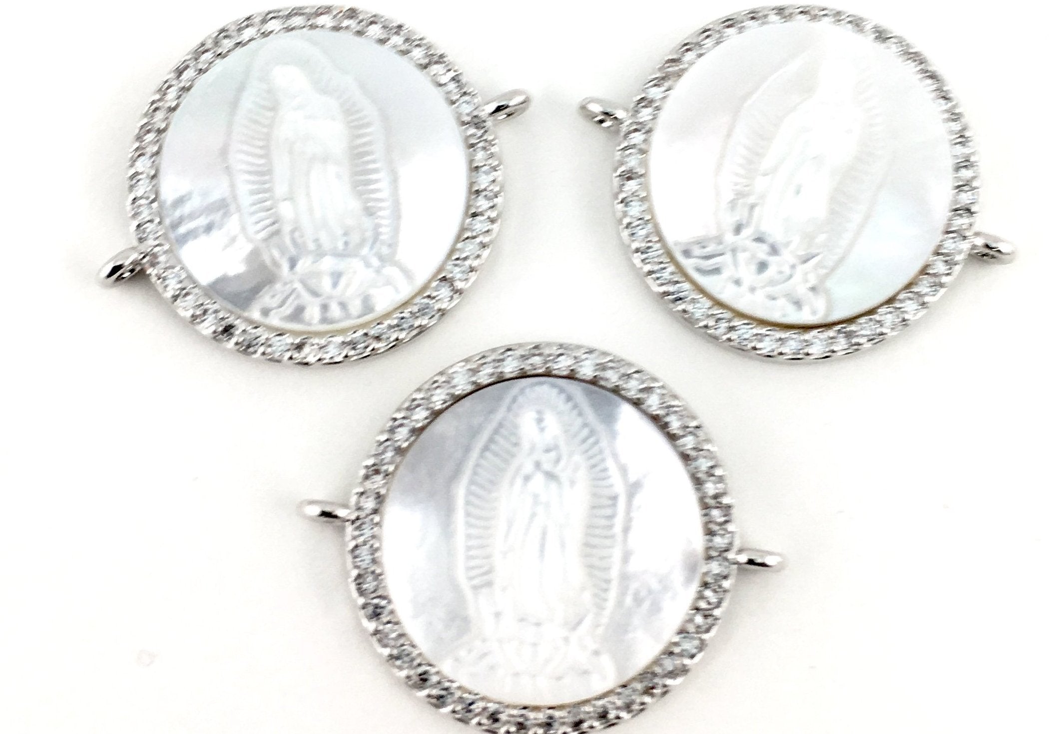 Mother Mary CZ Pave Connector, Silver | Bellaire Wholesale
