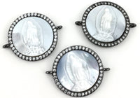 Mother Mary CZ Pave Connector, Gunmetal | Bellaire Wholesale