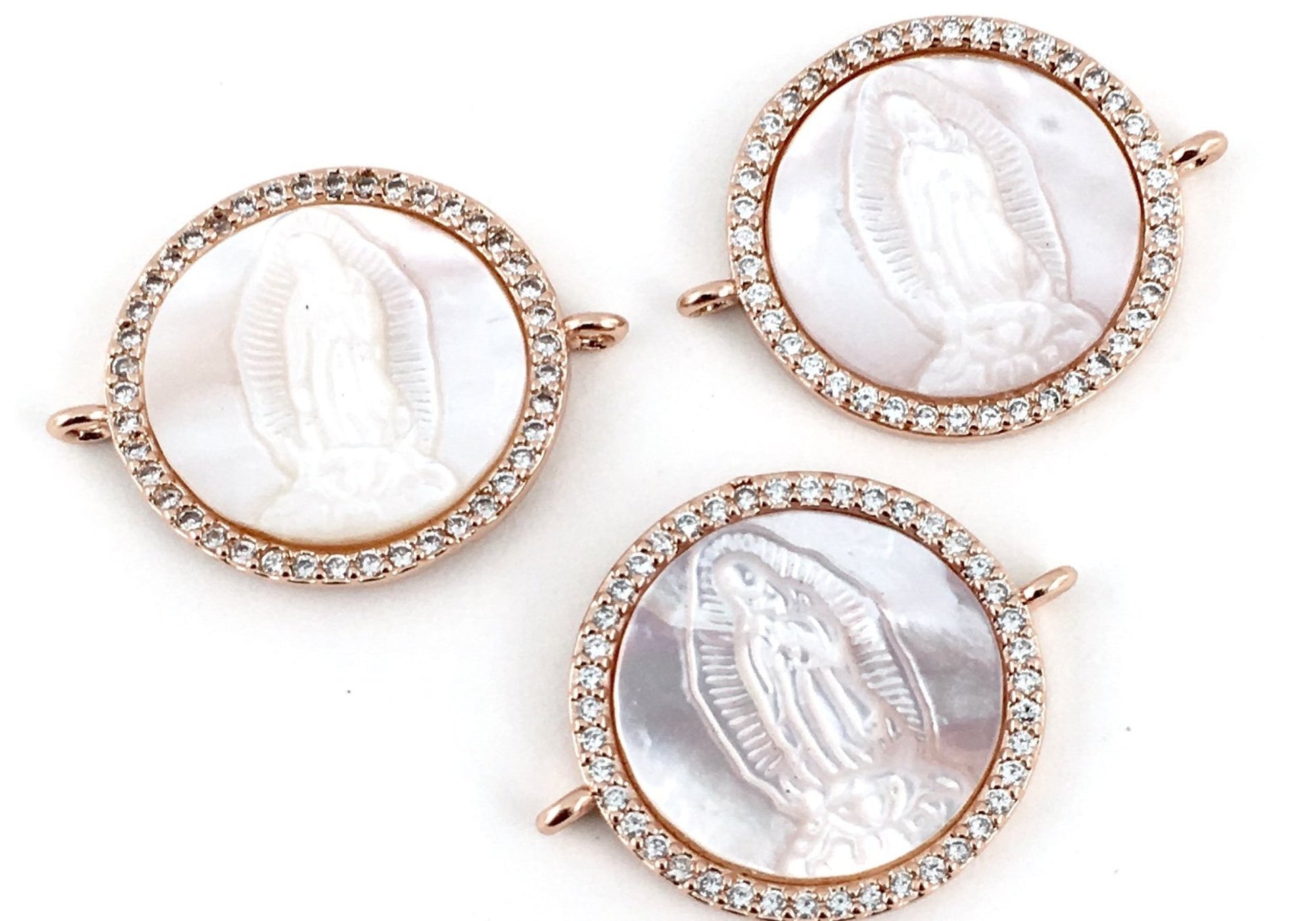 Mother Mary CZ Pave Connector, Rose Gold | Bellaire Wholesale