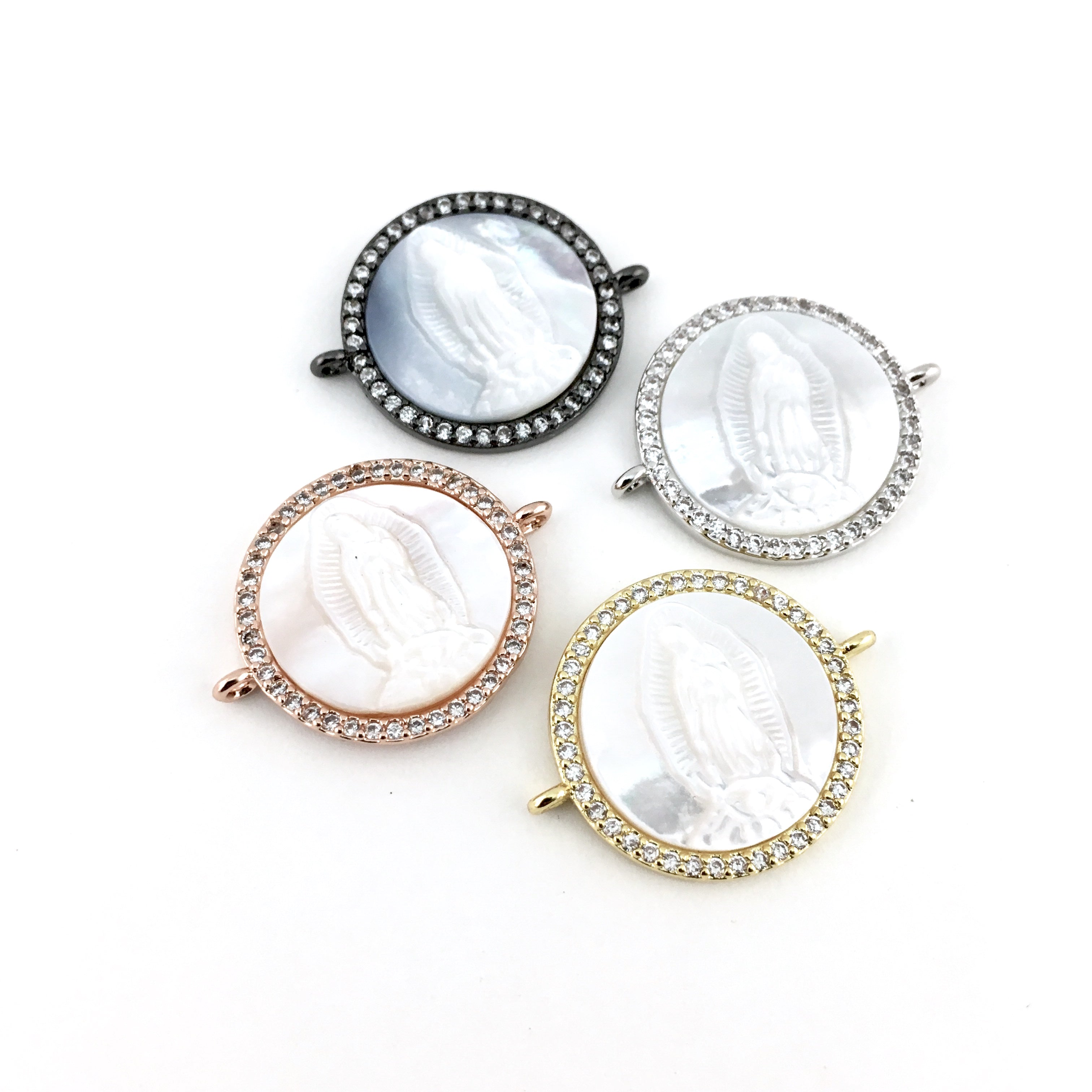Mother Mary CZ Pave Connector, Gunmetal | Bellaire Wholesale