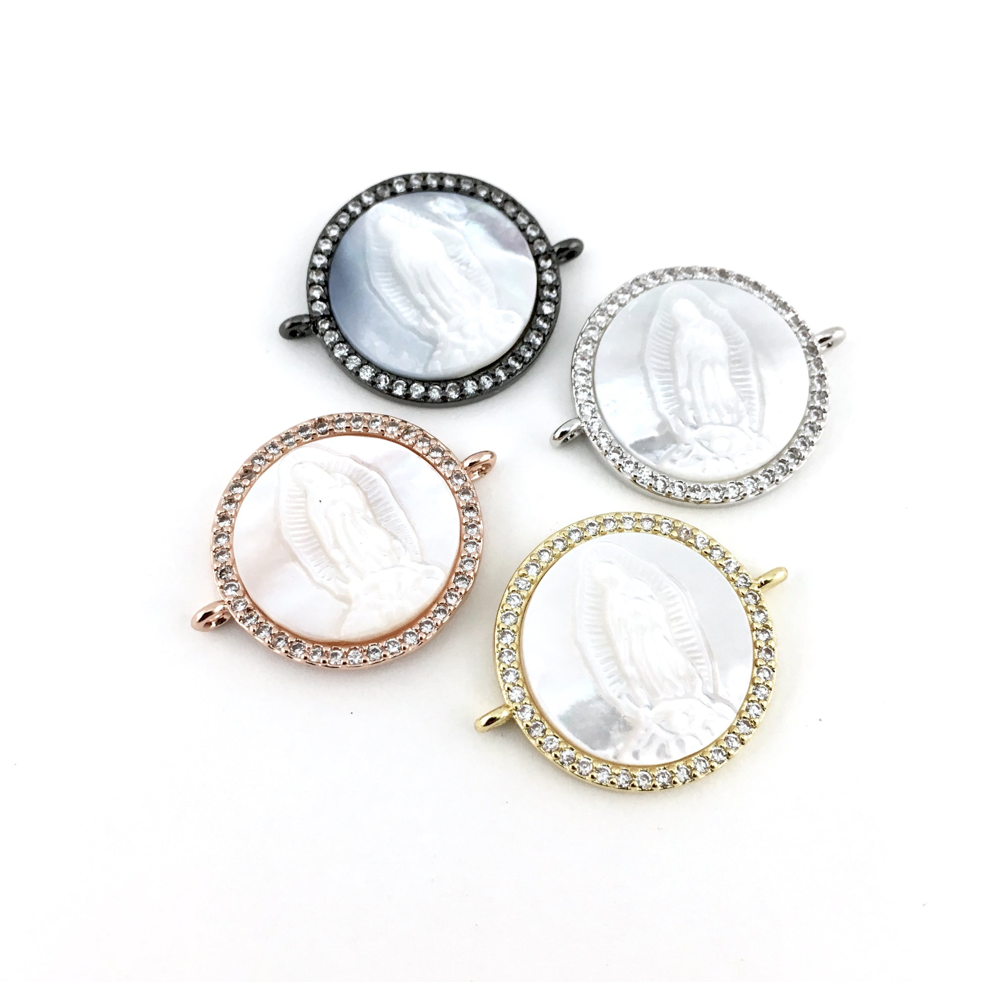 Mother Mary CZ Pave Connector, Rose Gold | Bellaire Wholesale