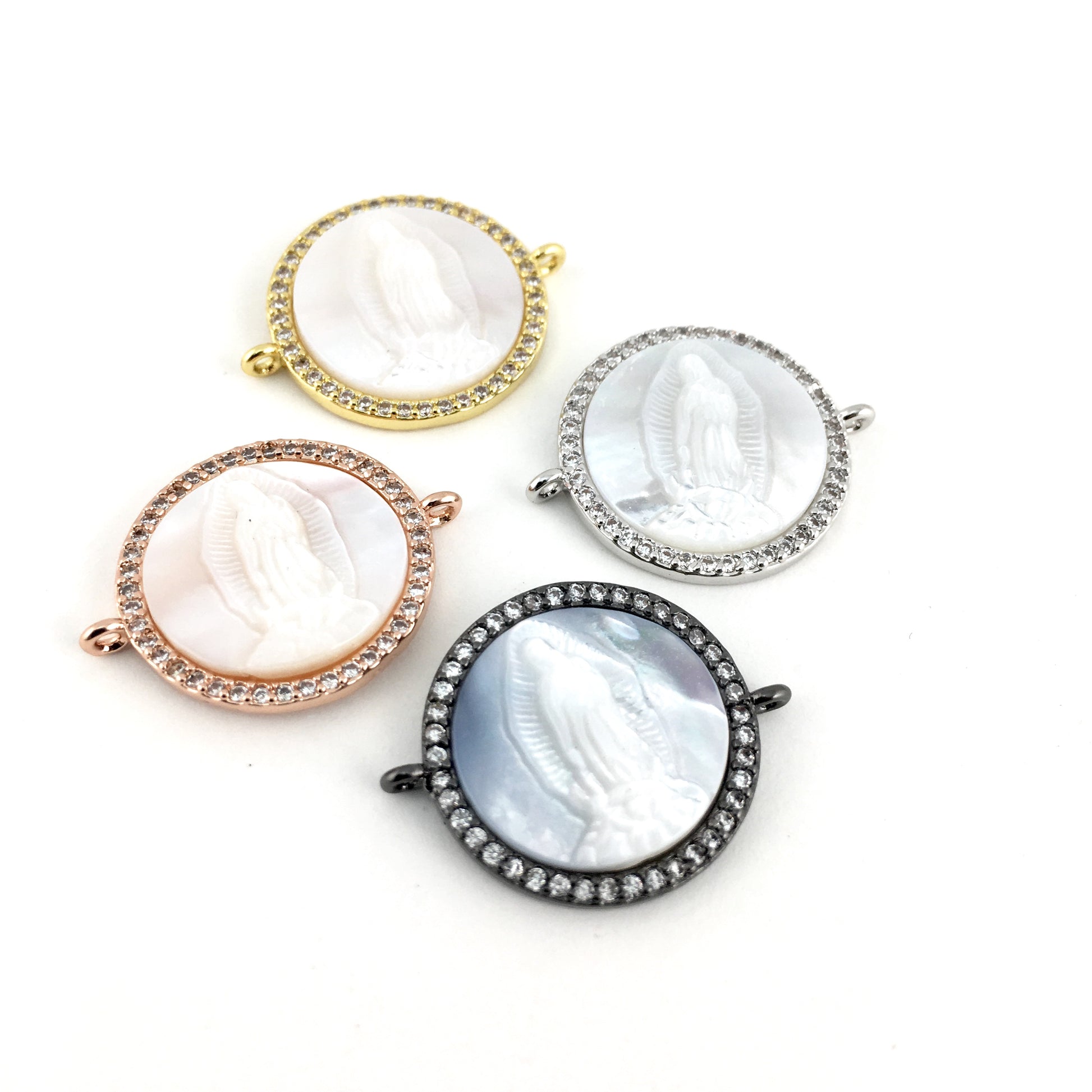 Mother Mary CZ Pave Connector, Gold | Bellaire Wholesale
