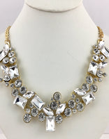 Elegant Mixed Shape Crystal Necklace, Clear Stones
