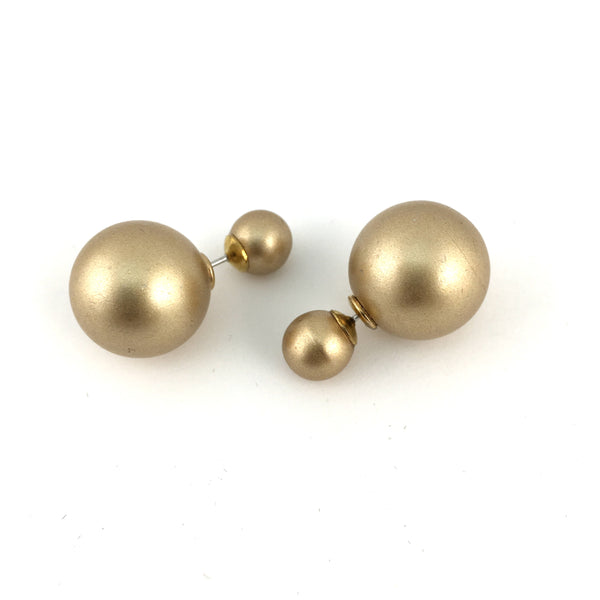 Double Sided Pearl Stud Earrings, Taupe Bellaire Wholesale