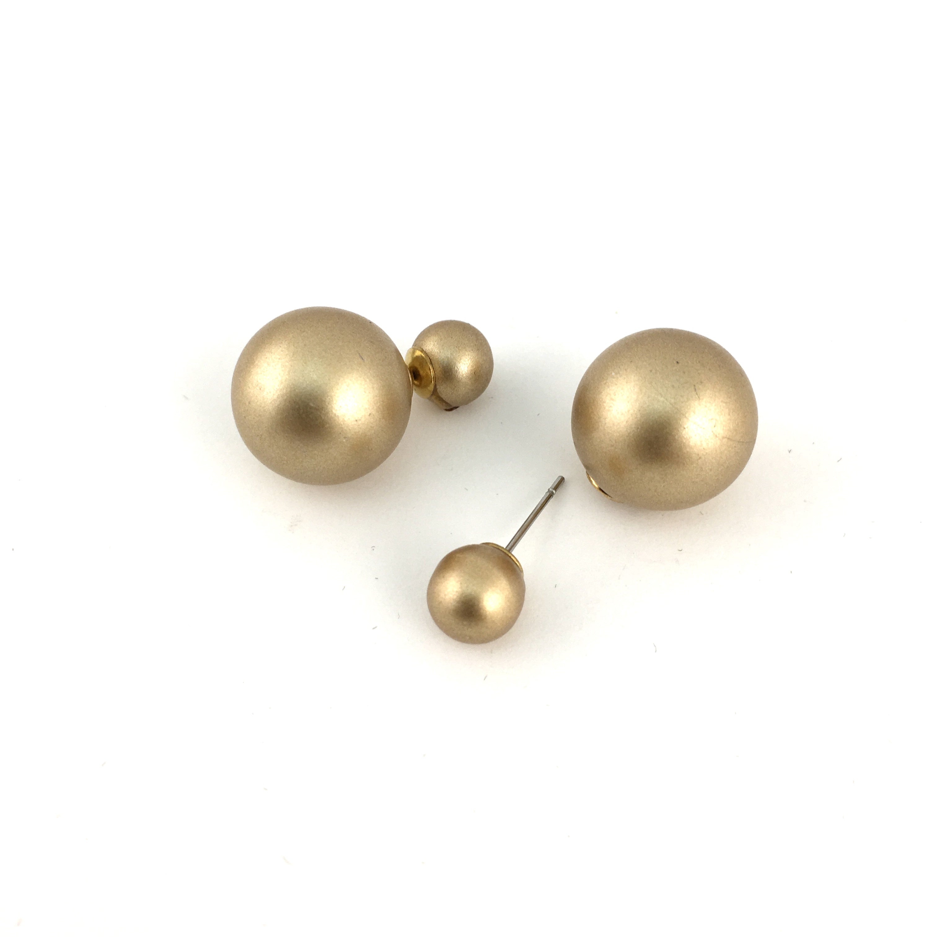 Double Sided Pearl Stud Earrings, Taupe Bellaire Wholesale