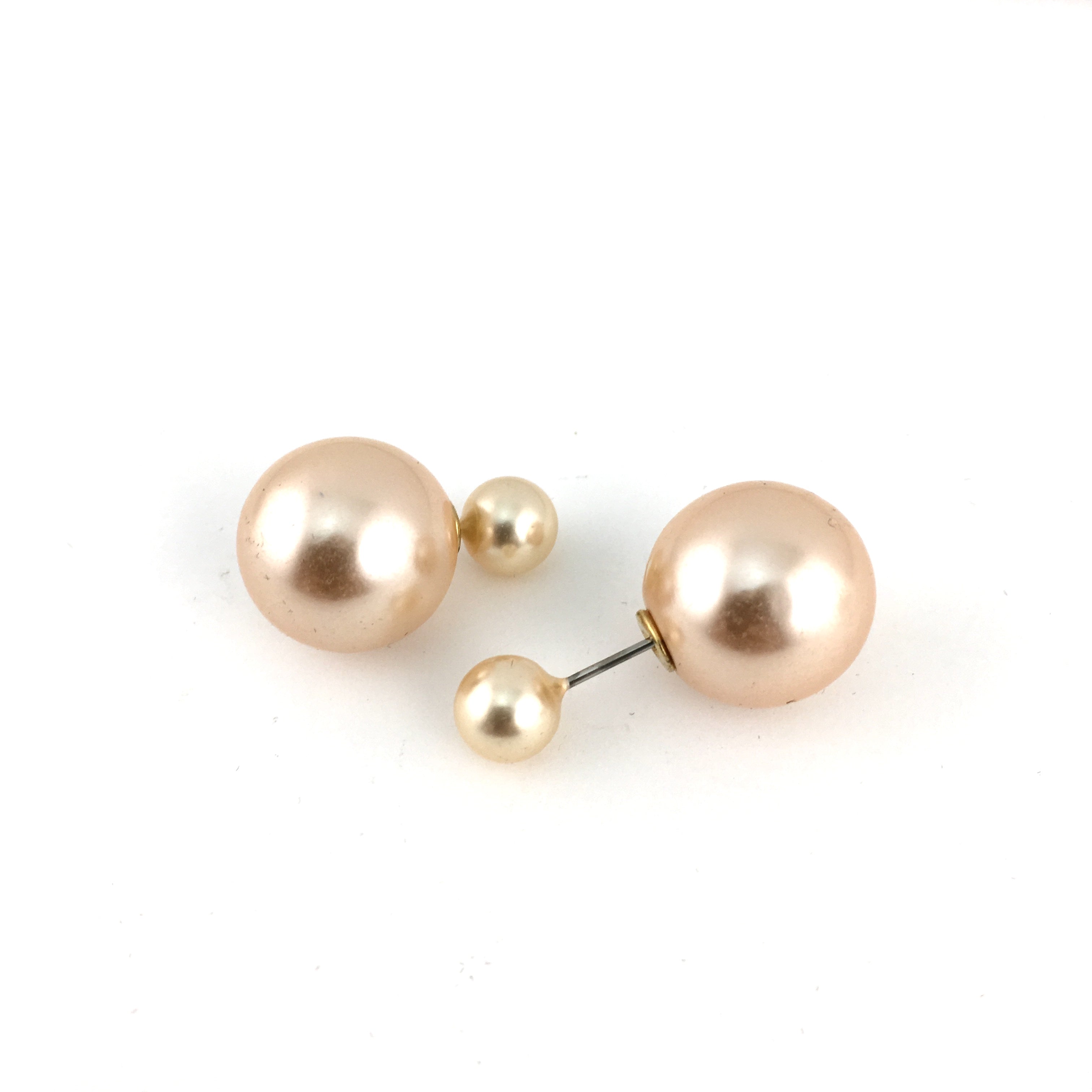 Designer Inspired Double Sided Pearl Stud Earrings | BellaireWholesale