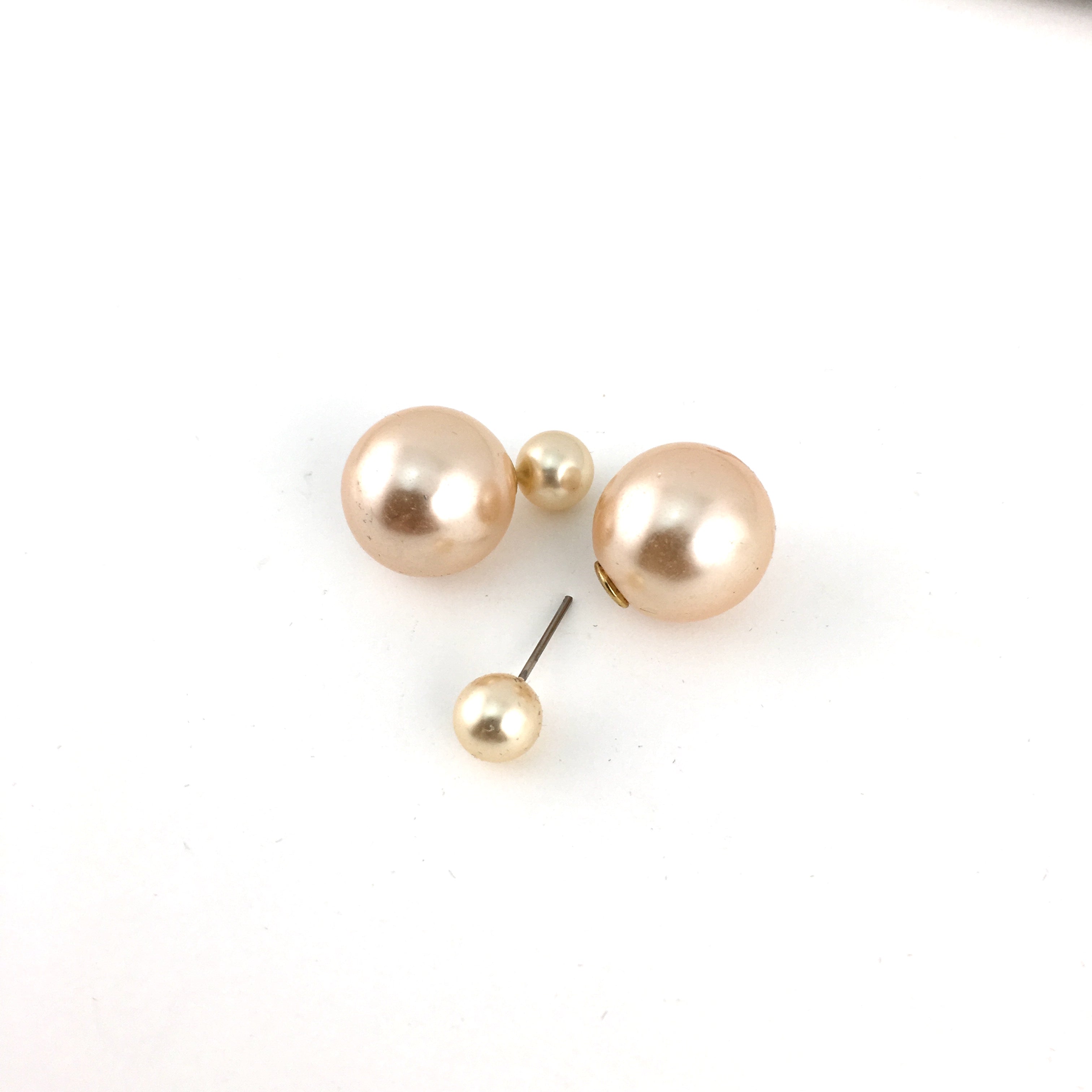 Designer Inspired Double Sided Pearl Stud Earrings | BellaireWholesale