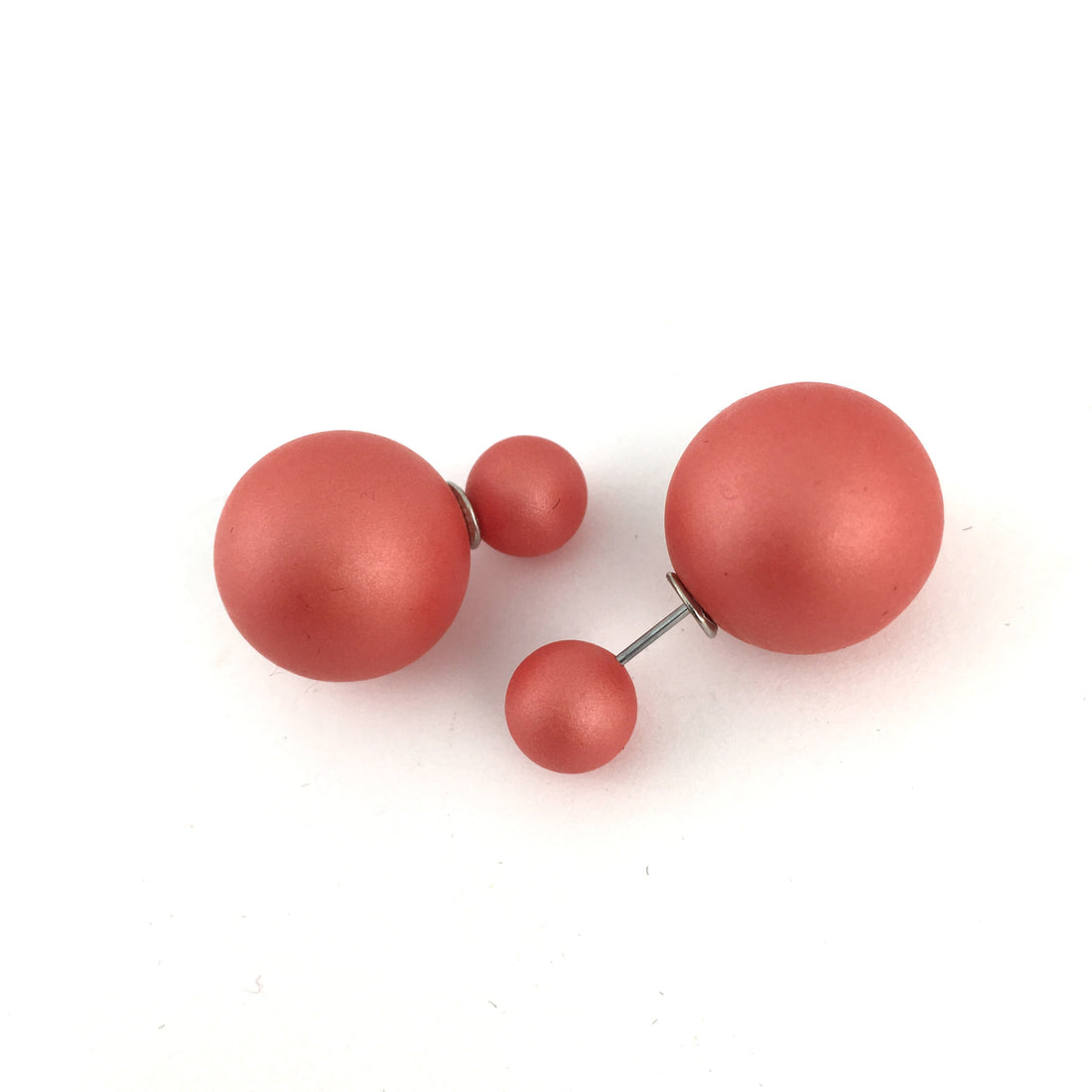 Double Sided Pearl Stud Earrings, Red | Bellaire Wholesale