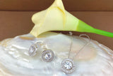 Bridal Cubic Zirconia Set, Small Round Halo Style Silver Bridal Set | Bellaire Wholesale