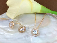 Bridal Cubic Zirconia Set, Small Round Halo Style Gold Bridal Set | Bellaire Wholesale