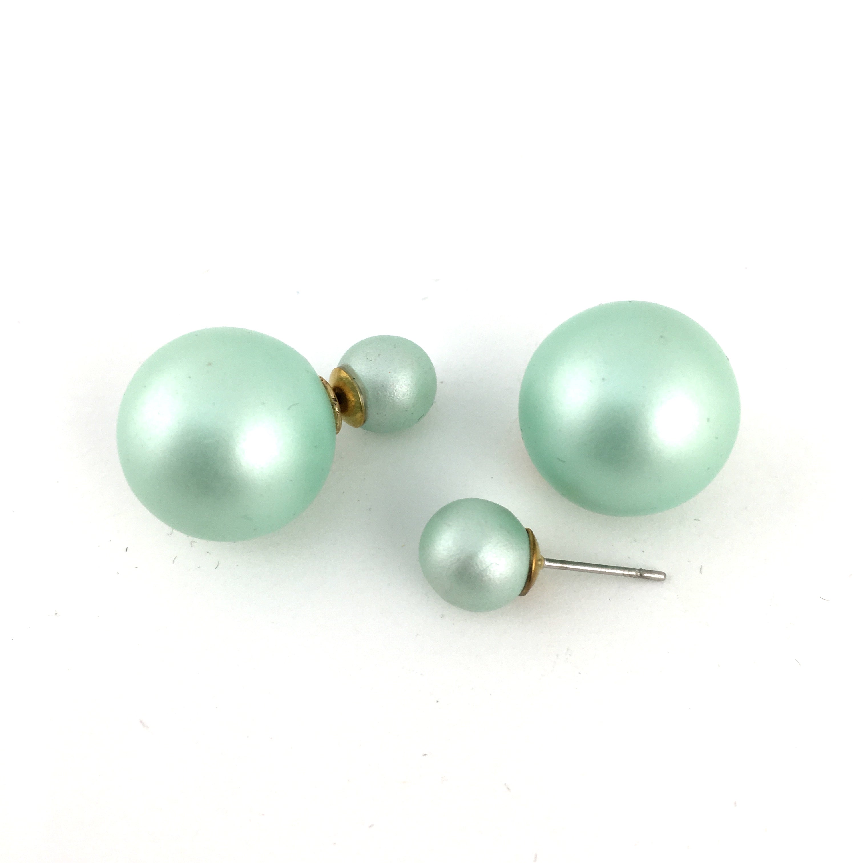Designer Inspired Double Sided Pearl Stud Earrings | BellaireWholesale