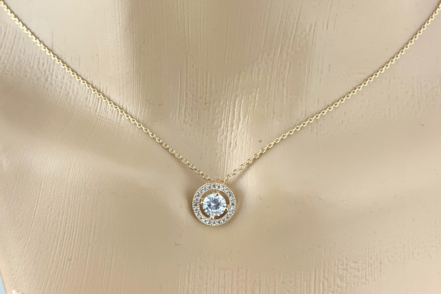 Bridal Cubic Zirconia Set, Small Round Halo Style Gold Bridal Set | Bellaire Wholesale