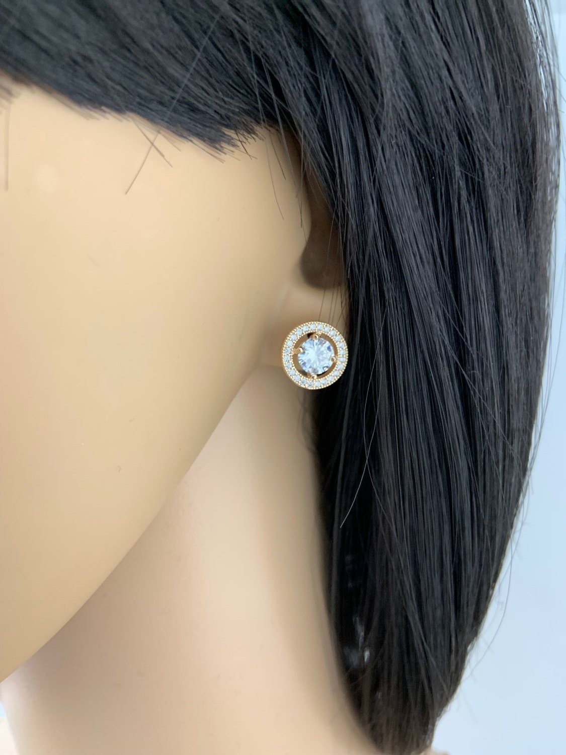 Bridal Cubic Zirconia Set, Small Round Halo Style Gold Bridal Set | Bellaire Wholesale
