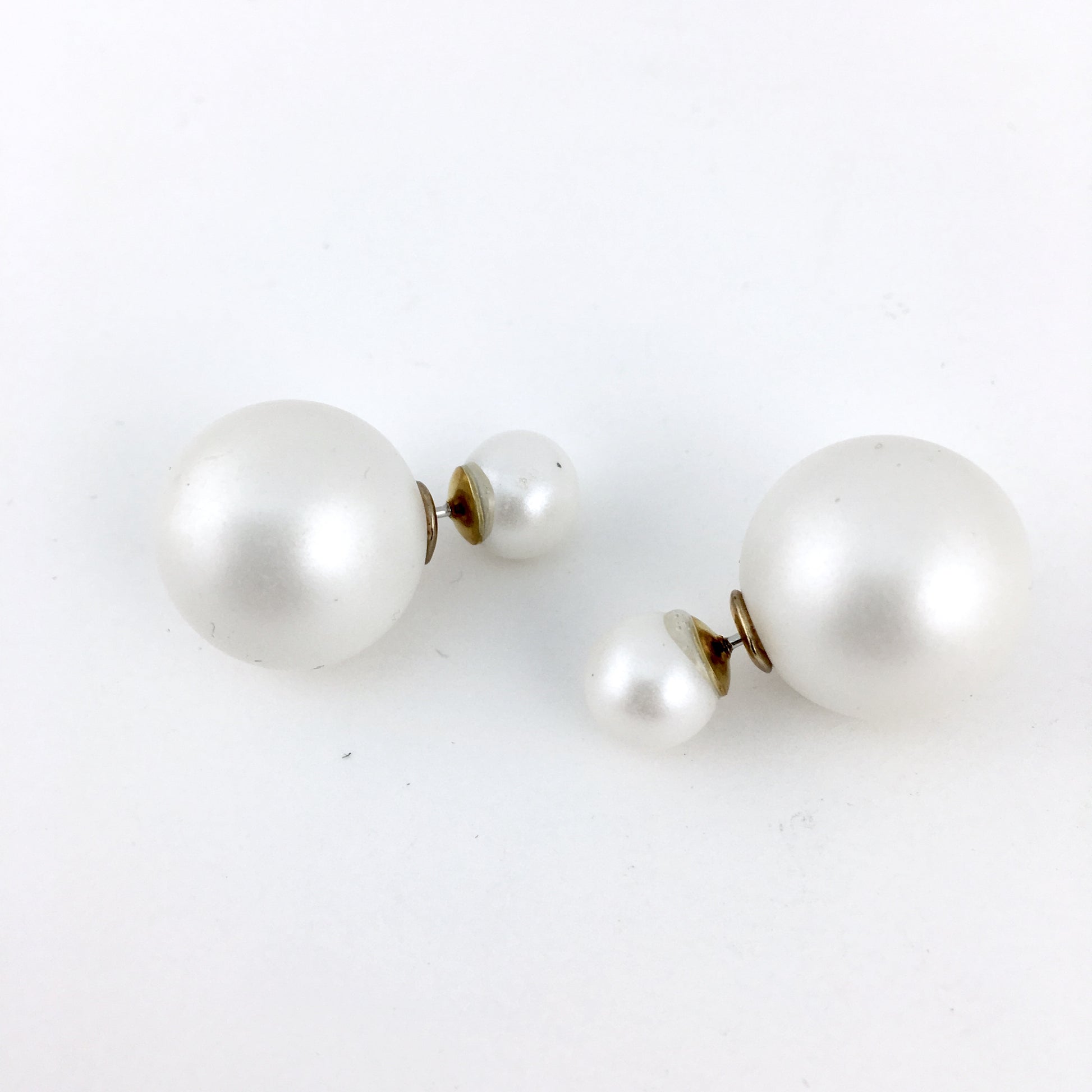 Designer Inspired Double Sided Pearl Stud Earrings | BellaireWholesale