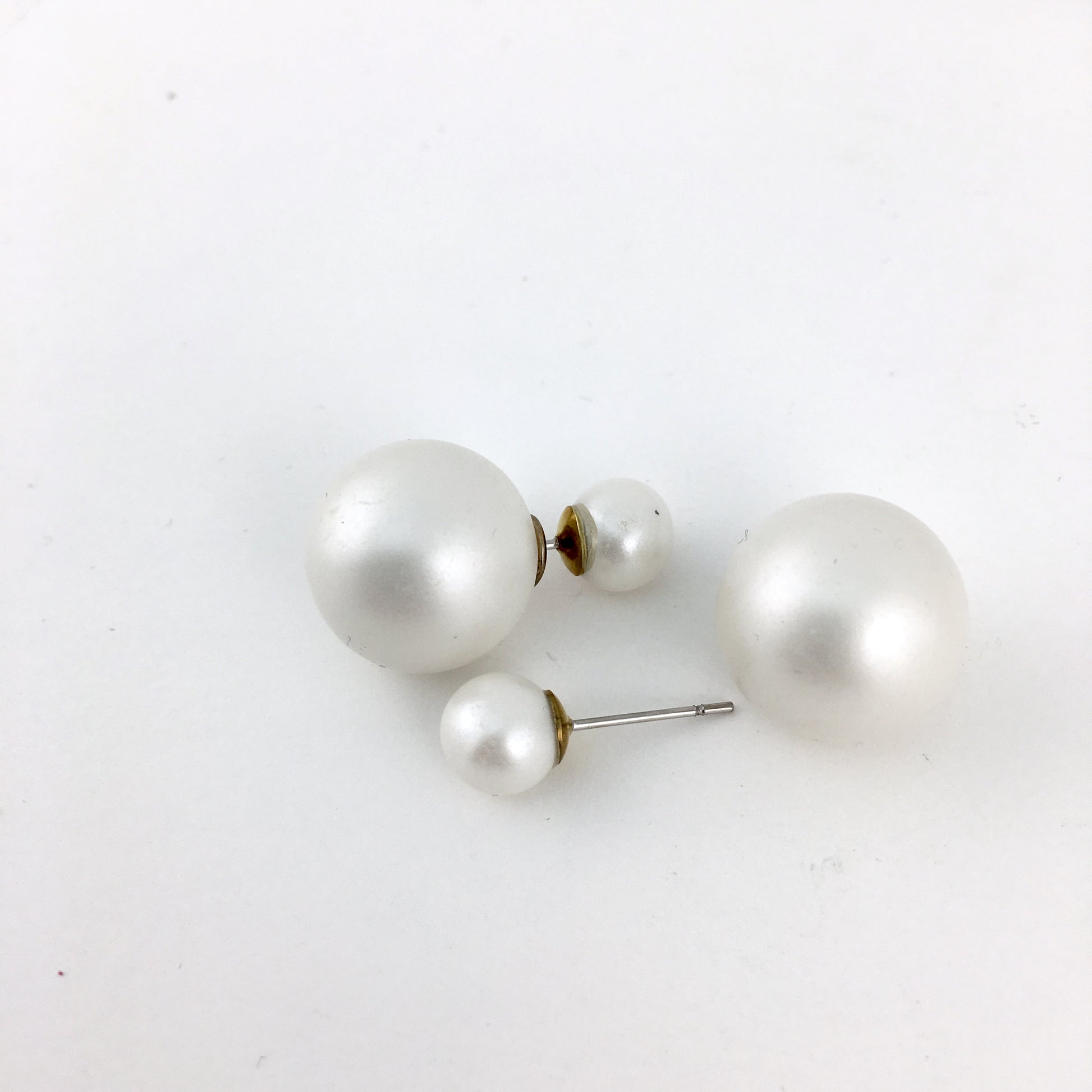 Designer Inspired Double Sided Pearl Stud Earrings | BellaireWholesale