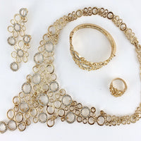Linked Circle Clear Stone Gold Plated Necklace Set | Bellaire Wholesale