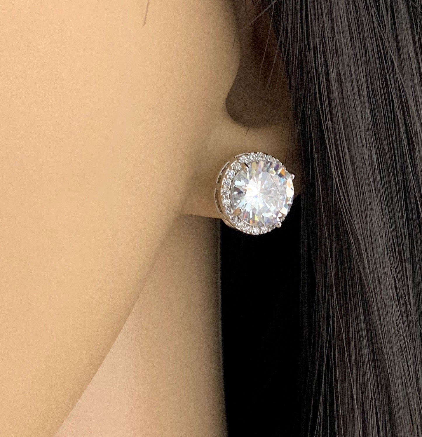 Bridal Cubic Zirconia Set, Big Round Halo Style Silver Bridal Set | Bellaire Wholesale