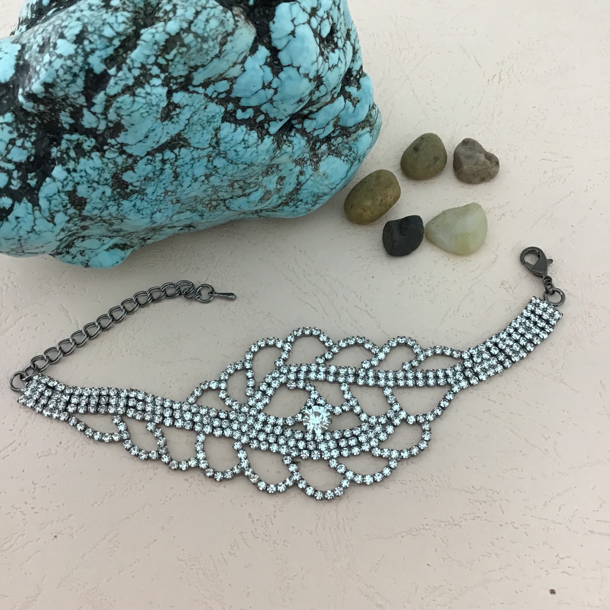 Rhinestone Bracelet, Gunmetal | Bellaire Wholesale