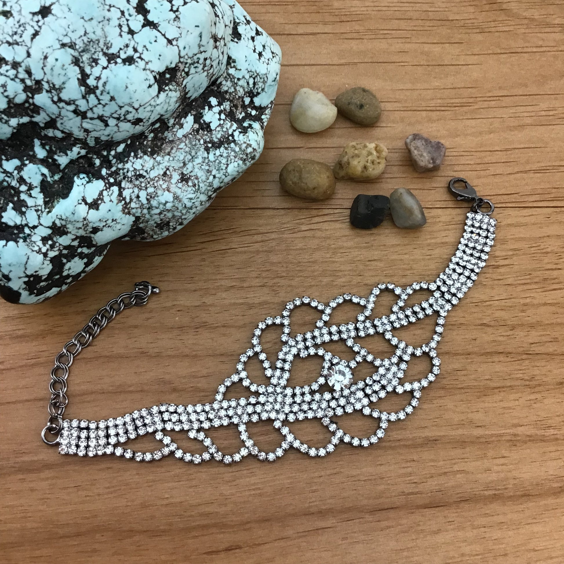 Rhinestone Bracelet, Gunmetal | Bellaire Wholesale