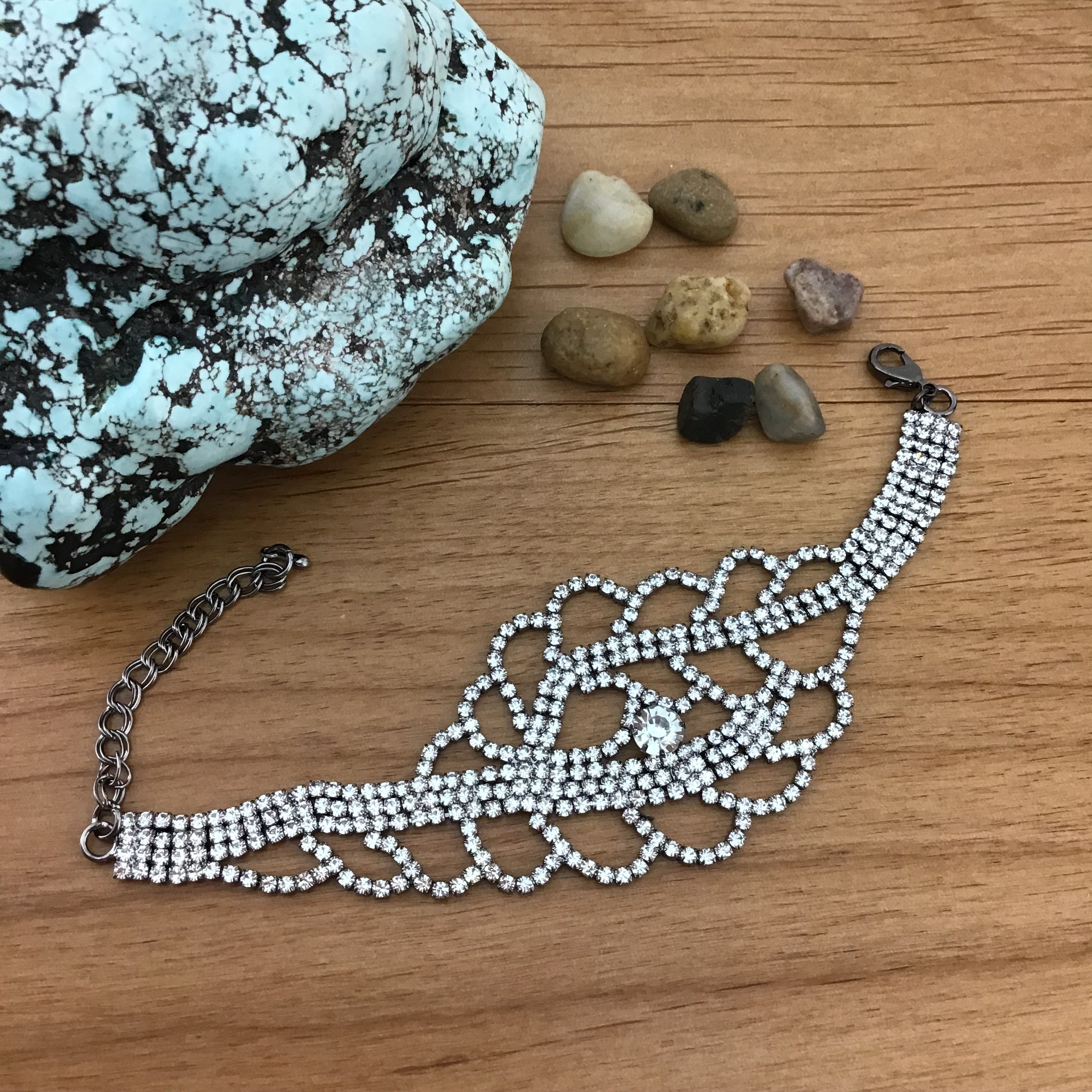 Rhinestone Bracelet, Gunmetal | Bellaire Wholesale