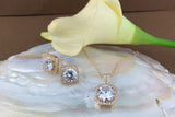Bridal Cubic Zirconia Set, Square Halo Style Gold Bridal Set | Bellaire Wholesale